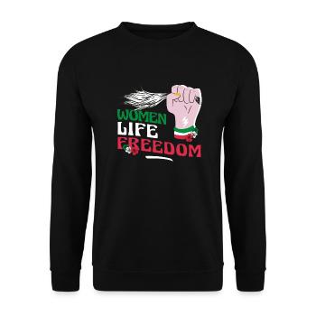 Cute Iranian Women - Women Life Freedom - Unisex Sweatshirt - black - Front - Alina (178cm) & Michal (187cm)
