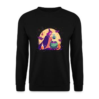 A young witch brewing a magic potion - Unisex Sweatshirt - black - Front - Alina (178cm) & Michal (187cm)