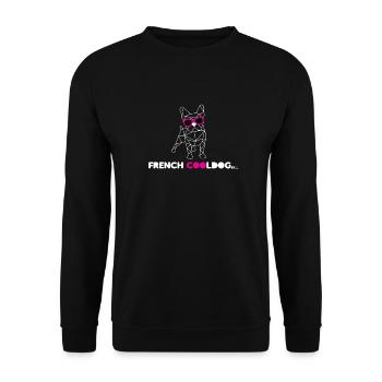French Cooldog By RF white bulldog English - Unisex Sweatshirt - black - Front - Alina (178cm) & Michal (187cm)