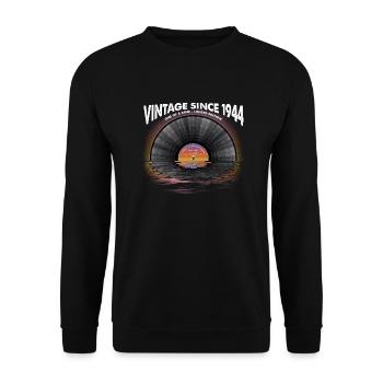 Vintage seit 1944 Retro Disco Music Vintage - Unisex Pullover - Schwarz - Vorne - Alina (178cm) & Michal (187cm)