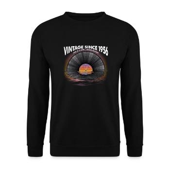Vintage seit 1956 Retro Disco Music Vintage - Unisex Pullover - Schwarz - Vorne - Alina (178cm) & Michal (187cm)
