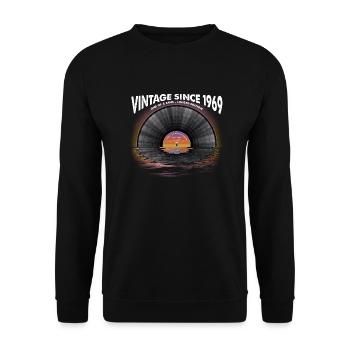 Vintage seit 1969 Retro Disco Music Vintage - Unisex Pullover - Schwarz - Vorne - Alina (178cm) & Michal (187cm)