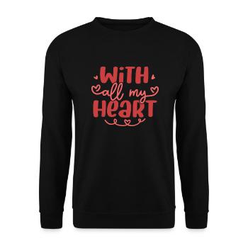 Liebe Geschenk Valentinstag - Unisex Pullover - Schwarz - Vorne - Alina (178cm) & Michal (187cm)