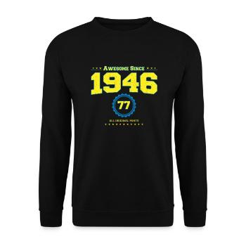 Awesome 1946 Shirt für Männer Frauen 77 Jahre alt 77. - Unisex Pullover - Schwarz - Vorne - Alina (178cm) & Michal (187cm)