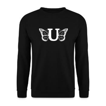 lettre u papillon - Sweat-shirt Unisexe - noir - Devant - Alina (178cm) & Michal (187cm)