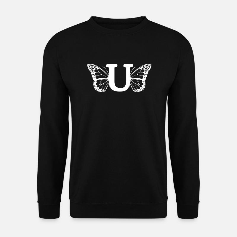 letter U butterfly - Unisex Sweatshirt - black