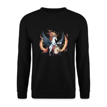 Unicorn on drums - Unisex Sweatshirt - black - Front - Alina (178cm) & Michal (187cm)