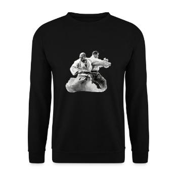 2 Jiu Jitso Kämpfer Geschenk - Unisex Pullover - Schwarz - Vorne - Alina (178cm) & Michal (187cm)