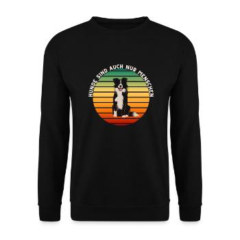 Cute border collie in retro sunset - Unisex Sweatshirt - black - Front - Alina (178cm) & Michal (187cm)