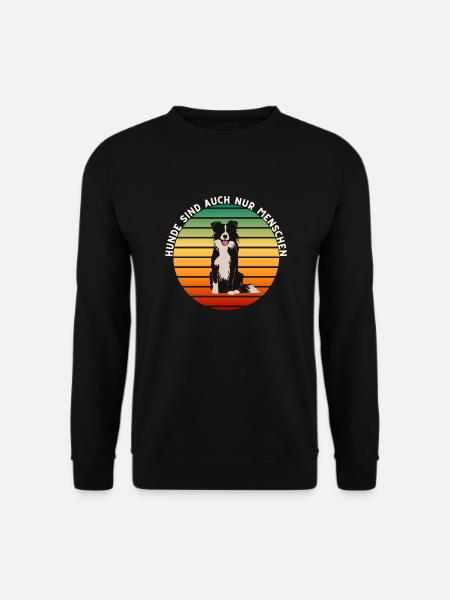 Süßer Bordercollie im Retro-Sonnenuntergang - Unisex Pullover - Schwarz