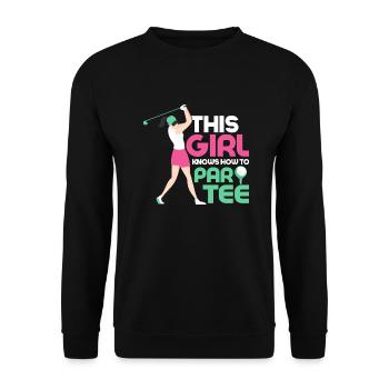 This Girl Knows How To Par Tee Golf Golfing - Unisex Sweatshirt - black - Front - Alina (178cm) & Michal (187cm)