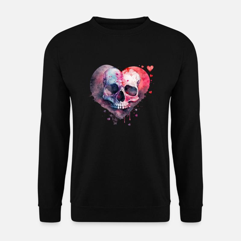 Skull Art Design Aquarelle - Sweat-shirt Unisexe - noir