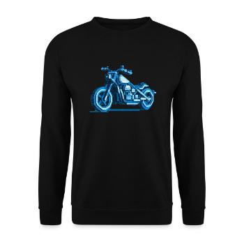 MotorcycleChopper in beautiful 8 bit pixel graphics - Unisex Sweatshirt - black - Front - Alina (178cm) & Michal (187cm)
