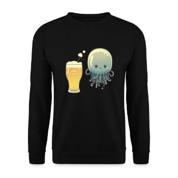 Funny jellyfish with a glass of beer - Unisex Sweatshirt - black - Front - Alina (178cm) & Michal (187cm)