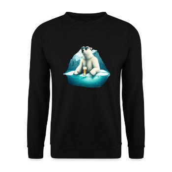 Cool polar bear with beer and sunglasses - Unisex Sweatshirt - black - Front - Alina (178cm) & Michal (187cm)