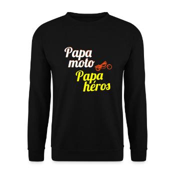 papa moto papa héros - Sweat-shirt Unisexe - noir - Devant - Alina (178cm) & Michal (187cm)