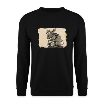 Hasi ~ Kritzeltoon #01 - Unisex Pullover - Schwarz - Vorne - Alina (178cm) & Michal (187cm)