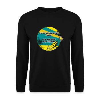 Ich bin wie eine Biene:Fleißig, aber auch stechend - Unisex Pullover - Schwarz - Vorne - Alina (178cm) & Michal (187cm)