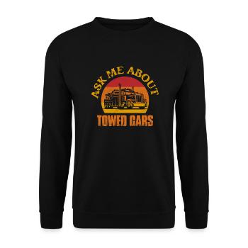Posez-moi des questions sur les voitures tractées Camionnage Conducteur de dépanneuse - Sweat-shirt Unisexe - noir - Devant - Alina (178cm) & Michal (187cm)
