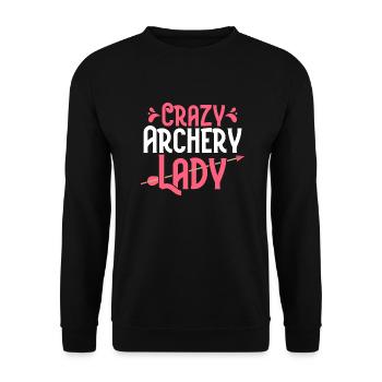 Crazy Archery Lady Bow & Arrows Target Archer - Unisex Pullover - Schwarz - Vorne - Alina (178cm) & Michal (187cm)