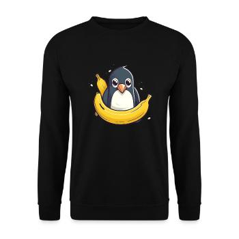 Süßer Pinguin auf einer Banane - Unisex Pullover - Schwarz - Vorne - Alina (178cm) & Michal (187cm)