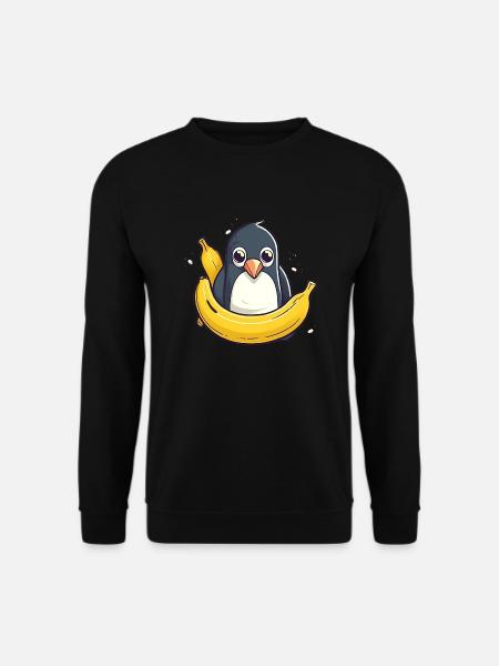 Cute penguin on a banana - Unisex Sweatshirt - black