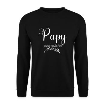 Papy joyeuse fête des Pères - Sweat-shirt Unisexe - noir - Devant - Alina (178cm) & Michal (187cm)