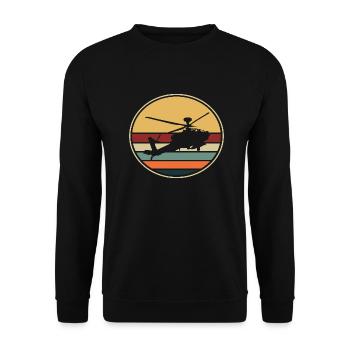 Helikopter Hubschrauber Retro Pilot - Unisex Pullover - Schwarz - Vorne - Alina (178cm) & Michal (187cm)