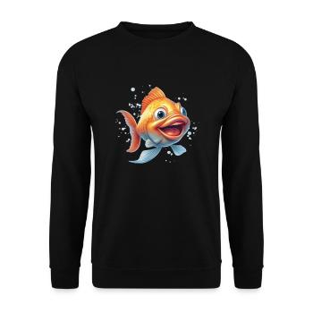Strahlender Goldfisch - Unisex Pullover - Schwarz - Vorne - Alina (178cm) & Michal (187cm)