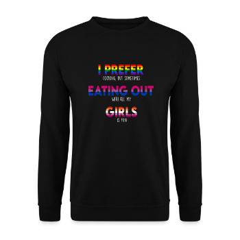 Schwul Bisexuell Lesbisch Pride Flagge LGBTQ Lustig LGBT - Unisex Pullover - Schwarz - Vorne - Alina (178cm) & Michal (187cm)