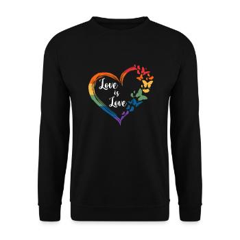 Butterfly Heart Rainbow Love Is Love LGBT Gay Prid - Unisex Sweatshirt - black - Front - Alina (178cm) & Michal (187cm)