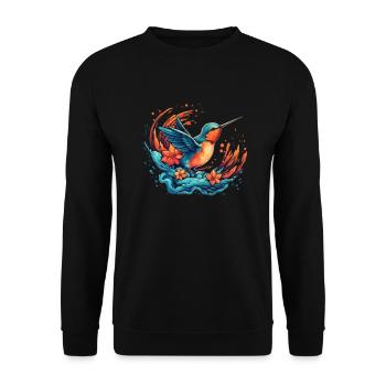 Oiseau explosion de fleurs - Sweat-shirt Unisexe - noir - Devant - Alina (178cm) & Michal (187cm)