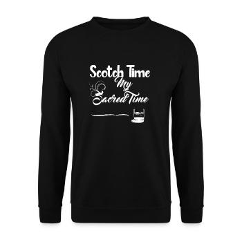 Scotch Time Weißes Design - Unisex Pullover - Schwarz - Vorne - Alina (178cm) & Michal (187cm)