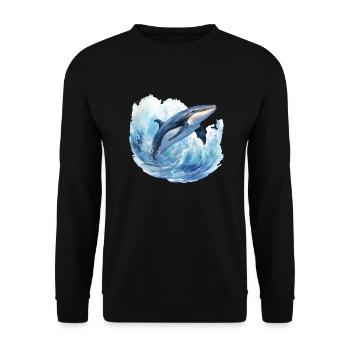 Whale in the Arctic Arctic Ocean Blue Ocean - Unisex Sweatshirt - black - Front - Alina (178cm) & Michal (187cm)