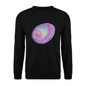 « Abalone », design de ligne boho, série « Shells » - Sweat-shirt Unisexe - noir - Devant - Alina (178cm) & Michal (187cm)