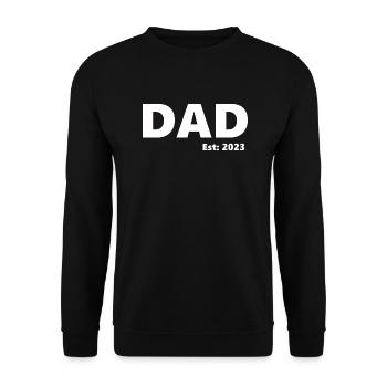 Dad 2023 stolzer Vater geworden Geburt des Kindes - Unisex Pullover - Schwarz - Vorne - Alina (178cm) & Michal (187cm)