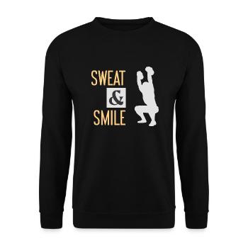 Sweat and smile Fitness Bodybuilding Humor - Unisex Sweatshirt - black - Front - Alina (178cm) & Michal (187cm)