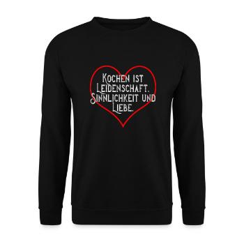 Kochen ist ... - Unisex Pullover - Schwarz - Vorne - Alina (178cm) & Michal (187cm)