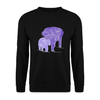 « Buffalo », Boho Line Art Design, série « Big 5 » - Sweat-shirt Unisexe - noir - Devant - Alina (178cm) & Michal (187cm)