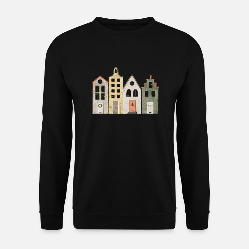 Weihnachtshäuser - Unisex Pullover - Schwarz
