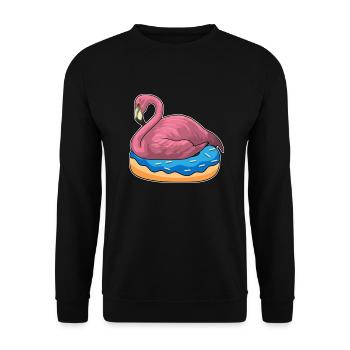 Ente mit Donut Lustiges Flamingo T-Shirt - Unisex Pullover - Schwarz - Vorne - Alina (178cm) & Michal (187cm)