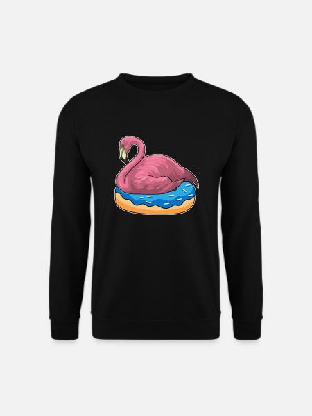 Ente mit Donut Lustiges Flamingo T-Shirt - Unisex Pullover - Schwarz