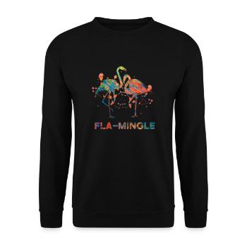 Flamingo Fla Mingle - Unisex Pullover - Schwarz - Vorne - Alina (178cm) & Michal (187cm)