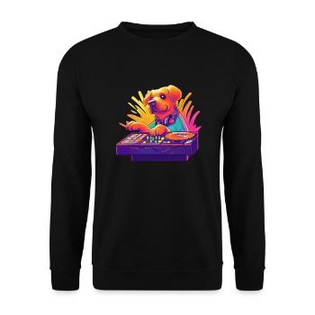 Hund DJ Hundebesitzer DJ Geschenkidee - Unisex Pullover - Schwarz - Vorne - Alina (178cm) & Michal (187cm)