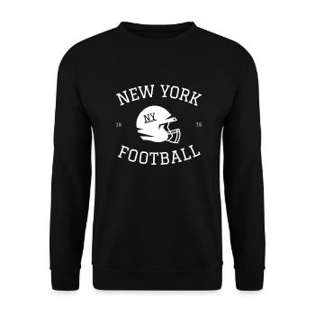 Football City - NYC Helmet- WhtPRNT - Unisex Pullover - Schwarz - Vorne - Alina (178cm) & Michal (187cm)