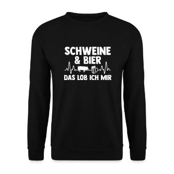 Ferkel Landwirt Bauer Bauernhof Bier Schweine - Unisex Pullover - Schwarz - Vorne - Alina (178cm) & Michal (187cm)