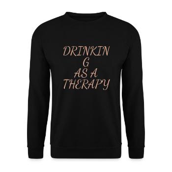 drinking as a therapy - Unisex Pullover - Schwarz - Vorne - Alina (178cm) & Michal (187cm)
