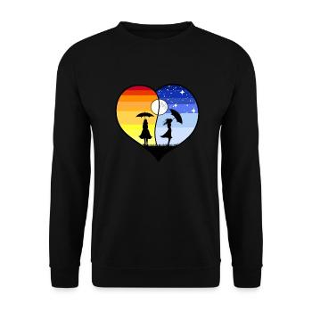 HERZ YING YANG - Unisex Pullover - Schwarz - Vorne - Alina (178cm) & Michal (187cm)