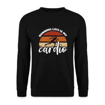Running Late Is My Cardio - Unisex Sweatshirt - black - Front - Alina (178cm) & Michal (187cm)