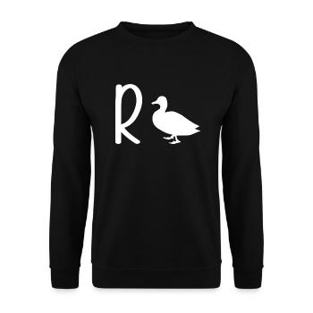 Rente Ente Wortwitz Wortspiel Bürohumor - Unisex Pullover - Schwarz - Vorne - Alina (178cm) & Michal (187cm)